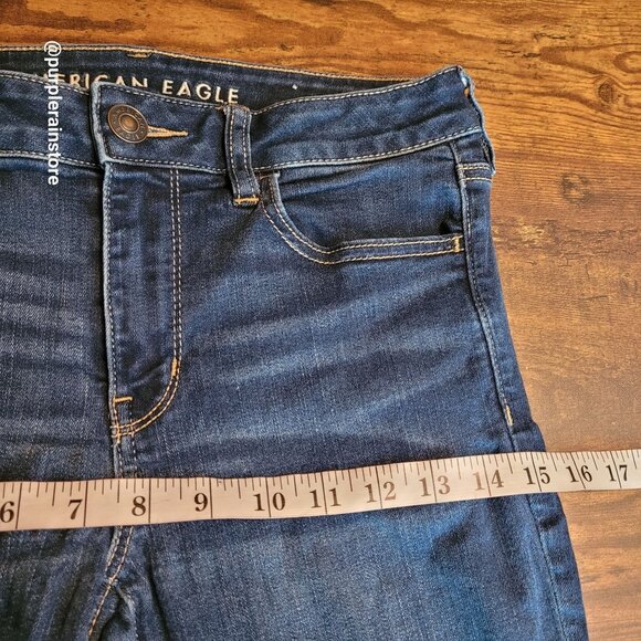 American Eagle Jeans 8 L Jegging Mid Rise Next Level Stretch Dark Wash Denim - Picture 9 of 14